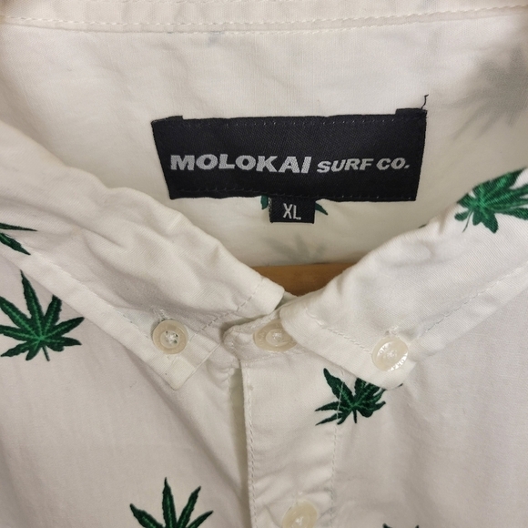 Molokai Men's Leaf Print Button Down Pocket Shirts XL - Picture 3 of 3